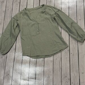 Women's Casual Fall V-neck Blouse with sleeve detail